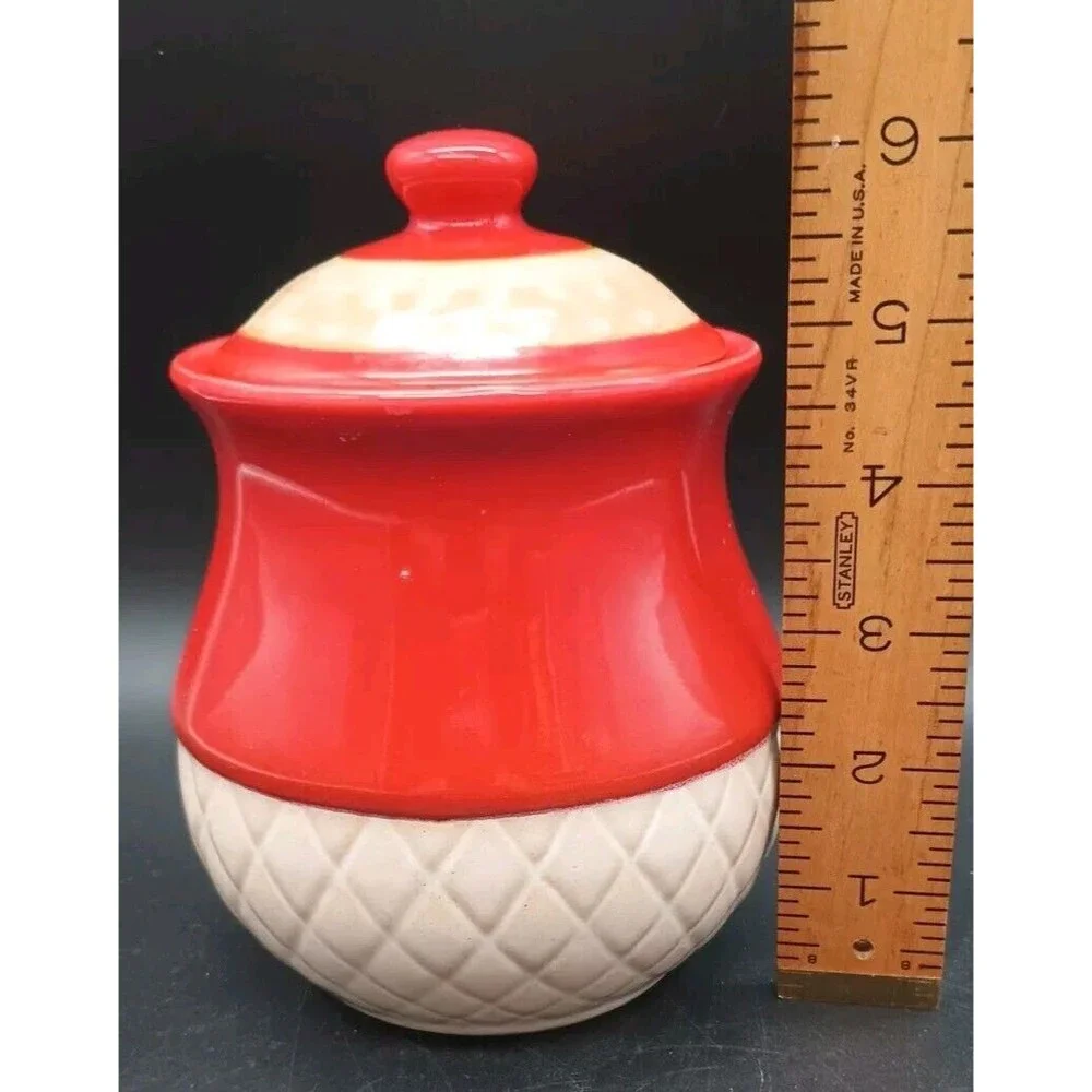 Vtg Canister Burnt Orange Quilted Taupe Tan Kitchen Bathroom